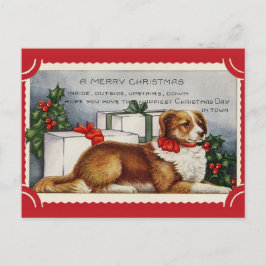 Niedlicher Vintager Hund Frohe Weihnachten Postkarte