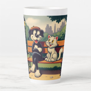Niedlicher, Vintager Hund/Kater-Cartoon Milchtasse