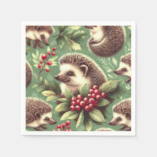 Niedlicher Vintager Igel Muster Serviette (Vorderseite)