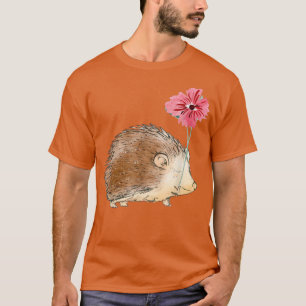 Niedlicher Vintager Igel und Blume Kunst, Dichtung T-Shirt