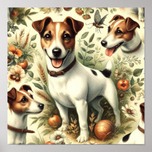Niedlicher Vintager Jack Russell Terrier Poster