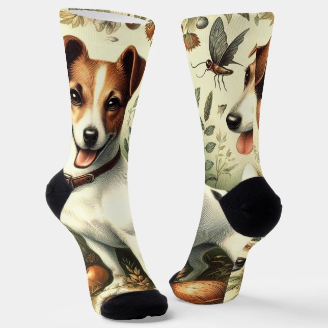 Niedlicher Vintager Jack Russell Terrier Socken (Gewinkelt)