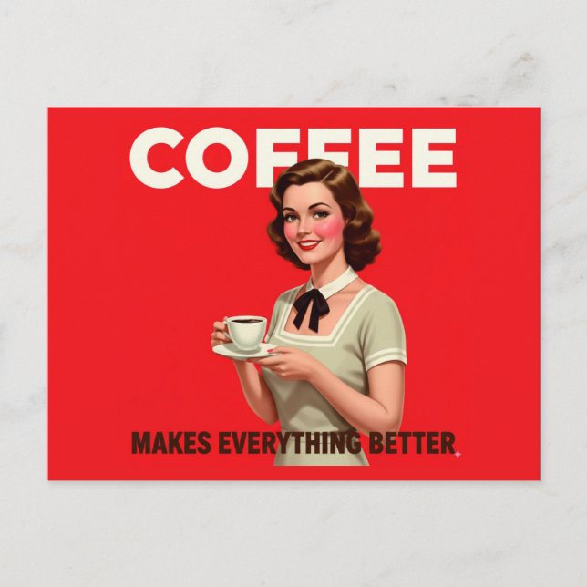 Niedlicher Vintager Kaffee macht alles besser Postkarte (Vorderseite)
