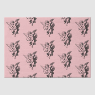 Niedlicher Vintager Kupiden-Engel in Pink Seidenpapier