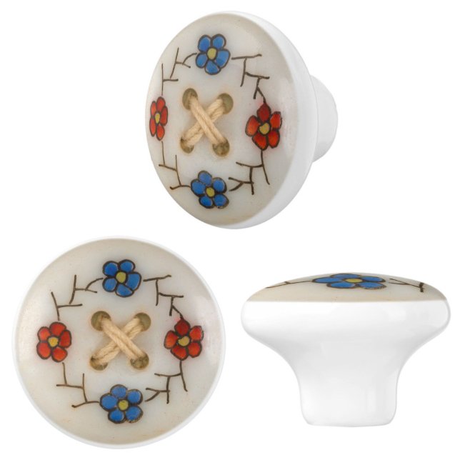 Niedlicher Vintager Nähknopf Keramik Keramikknauf (Charming vintage sewing button knob handles for your furniture, cabinets or drawers! )