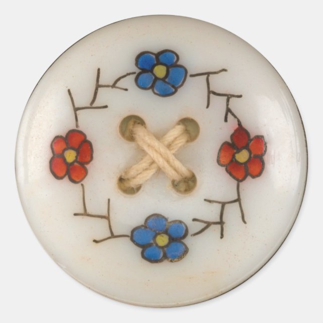 Niedlicher Vintager Nähknopf Runder Aufkleber (Vorderseite)