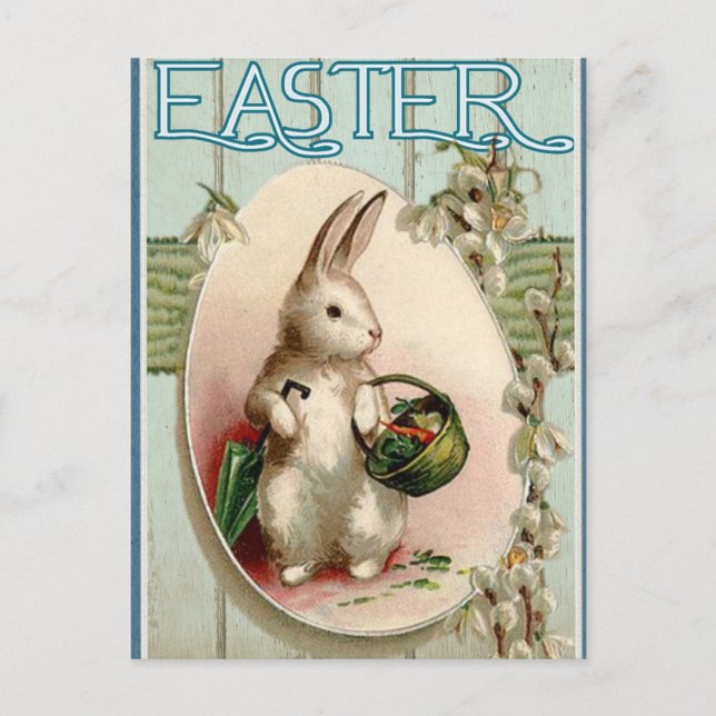Niedlicher Vintager Osterhase Postkarte (Vorderseite)