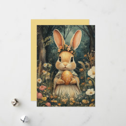 Niedlicher Vintager Osterhase und Blume Ferienkart Feiertagskarte