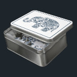 Niedlicher Vintager Paisley-Blumenelefant Puzzle<br><div class="desc">Navy-blaue Blumenpaisley Elefanten Illustration. Weißer Hintergrund und blauer Rahmen.</div>