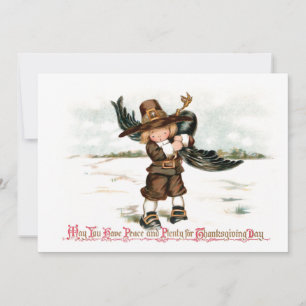 Niedlicher Vintager Pilgerbote mit der Türkei Feiertagskarte