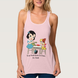 Niedlicher Vintager Retro Girl and Kitsch Puppy Do Tank Top