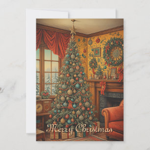 Niedlicher, Vintager, rustikaler Weihnachtsbaum Feiertagskarte