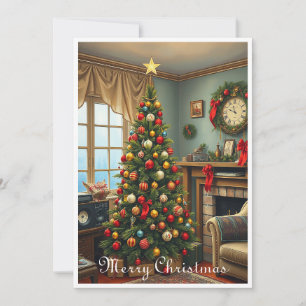 Niedlicher, Vintager, rustikaler Weihnachtsbaum Feiertagskarte