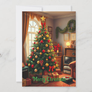 Niedlicher, Vintager, rustikaler Weihnachtsbaum Feiertagskarte