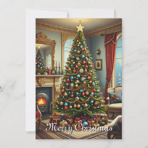 Niedlicher, Vintager, rustikaler Weihnachtsbaum Feiertagskarte