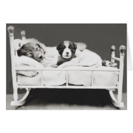 Niedlicher Vintager Schlafhund und Welpenkarte