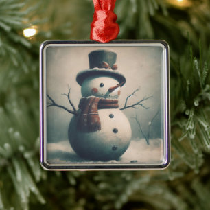 Niedlicher Vintager Schneemann für Schneeweihnacht Ornament Aus Metall