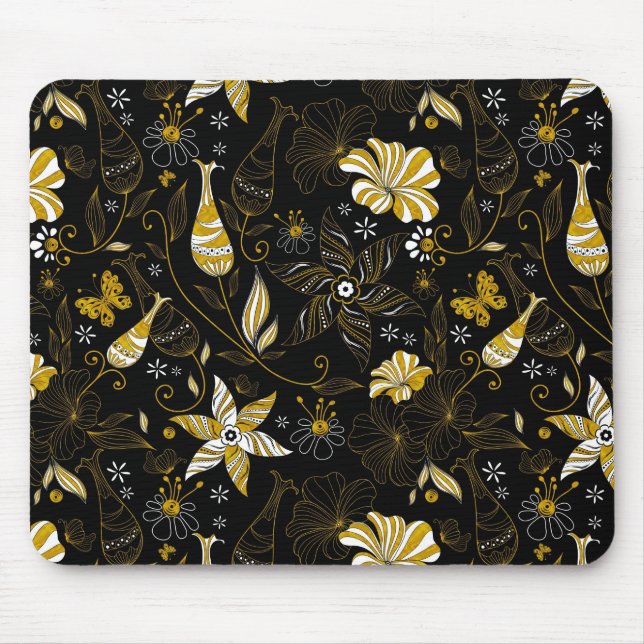 Niedlicher Vintager schwarzer goldfarbener Hinterg Mousepad (Vorne)