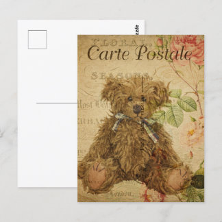 Niedlicher Vintager Shaggy-Teddy-Bär Postkarte