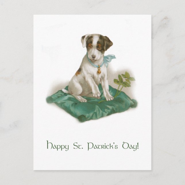 Niedlicher Vintager St. Patrick's Day Beagle Pup Postkarte (Vorderseite)