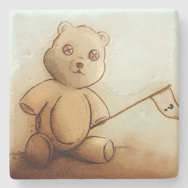 Niedlicher Vintager Teddybär, Stone Untersetzer (Vorderseite)