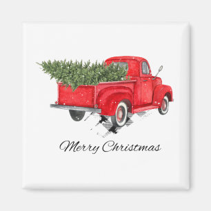 Niedlicher Vintager Truck Weihnachtsbaum Urlaub Magnet