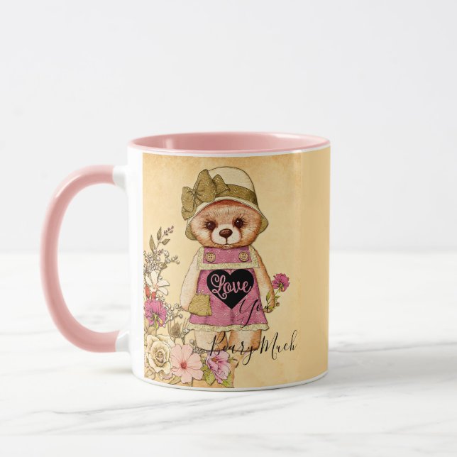 Niedlicher Vintager Valentinbär Tasse (Links)
