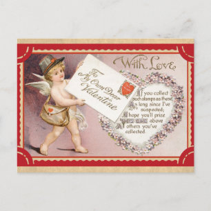 Niedlicher Vintager Valentinstag-Cherub-Mail Postkarte