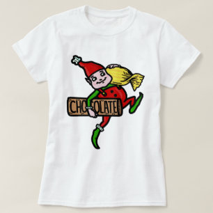 Niedlicher Vintager Weihnachtself mit Süßigkeit T-Shirt