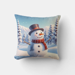 Niedlicher Vintager Winterschneemann Frohe Weihnac Kissen