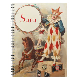 Niedlicher Vintager Zirkus Clown Personalisiert Notizblock