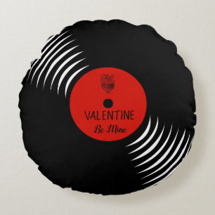 Niedlicher Vinyl Record Valentine Pillow Rundes Kissen