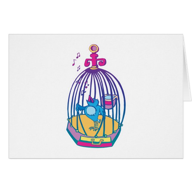 niedlicher Vogel aus Käfig singend (Vorderseite (Horizontal))