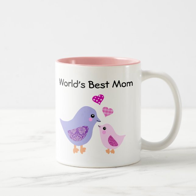 Niedlicher Vogel der besten Mammas der Welt u. Zweifarbige Tasse (Rechts)