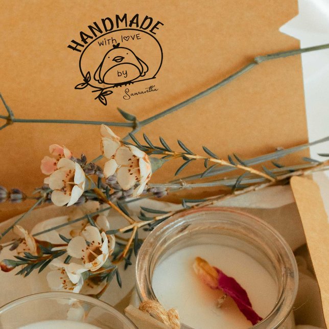 Niedlicher Vogel Handmade with Liebe by (individue Gummistempel (Von Creator hochgeladen)