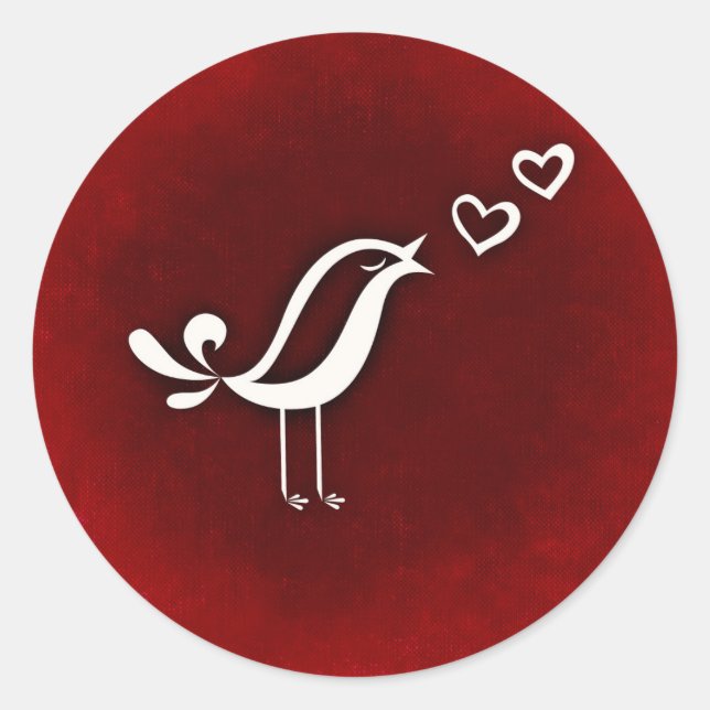 Niedlicher Vogel Liebe Valentinstag Runder Aufkleber (Vorderseite)