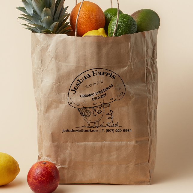 Niedlicher Vogel mit Pilz, Bio Lebensmittelversorg Gummistempel (Von Creator hochgeladen)