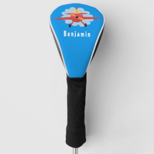 Niedlicher Vogel mit rotem Flugzeug Cartoon Abbild Golf Headcover