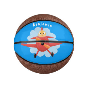 Niedlicher Vogel mit rotem Flugzeug Cartoon Abbild Mini Basketball
