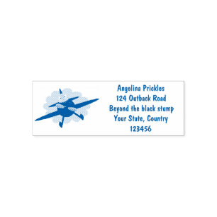 Niedlicher Vogel mit rotem Flugzeug Cartoon Abbild Permastempel