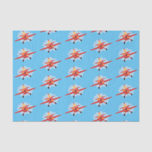 Niedlicher Vogel mit rotem Flugzeug Cartoon Abbild Seidenpapier
