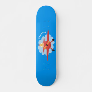 Niedlicher Vogel mit rotem Flugzeug Cartoon Abbild Skateboard