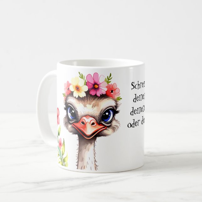 niedlicher Vogel Strauß 6 Kaffeetasse (Vorderseite Links)
