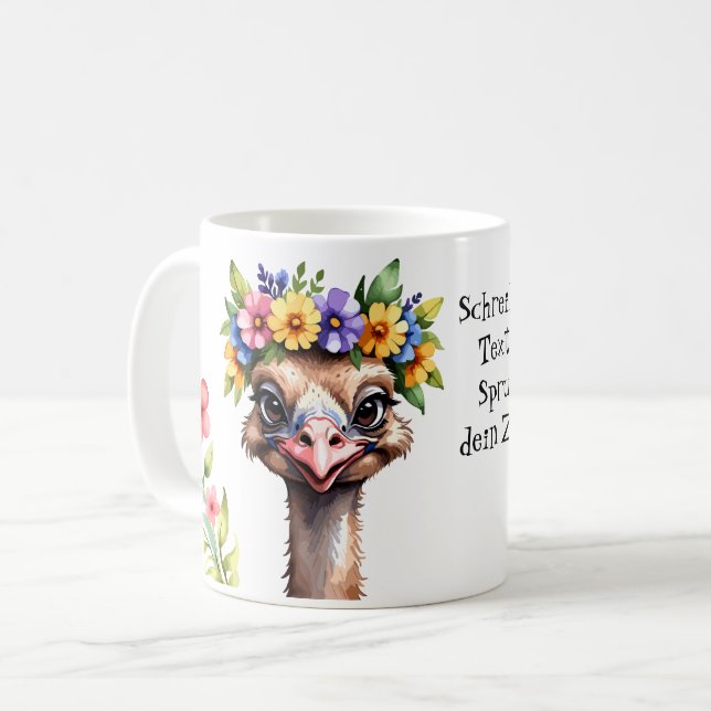niedlicher Vogel Strauß 7 Kaffeetasse (Vorderseite Links)