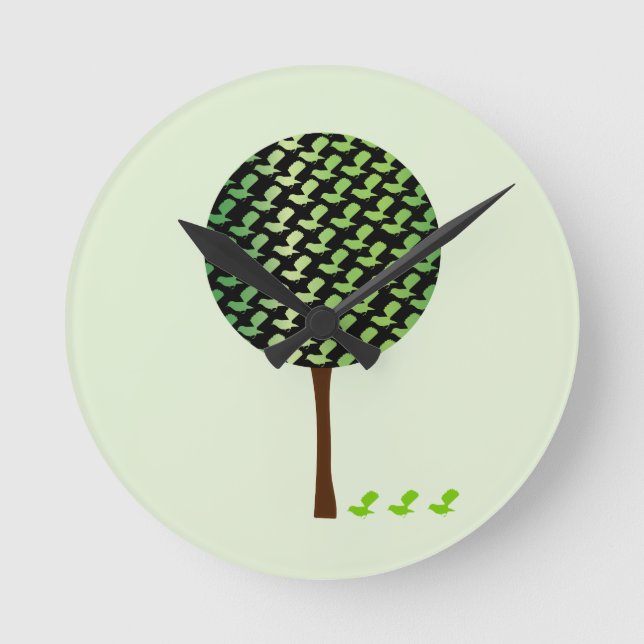 Niedlicher Vogel und treecustomizeable Uhr (Vorderseite)
