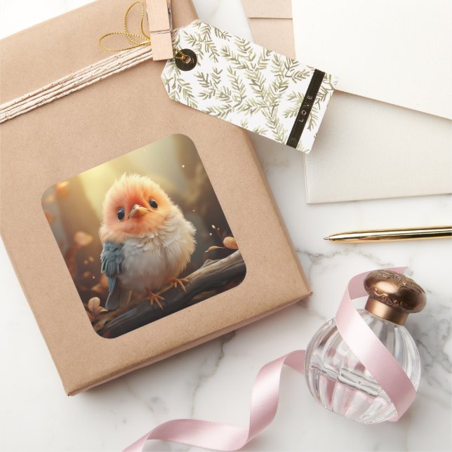 Niedlicher Vogelaufkleber Quadratischer Aufkleber (Schenken)