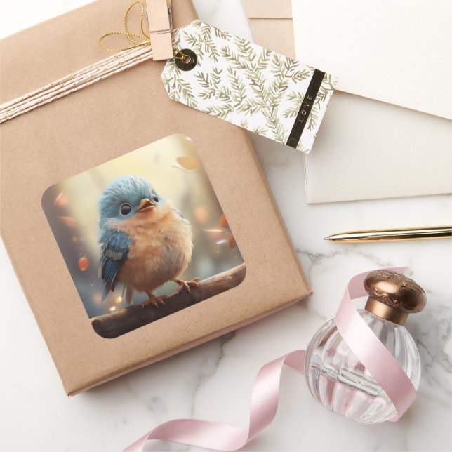 Niedlicher Vogelaufkleber Quadratischer Aufkleber (Schenken)