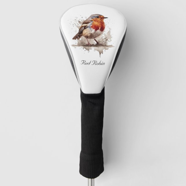 Niedlicher Vogelrobin in Aquarellfarben Golf Headcover (Vorderseite)