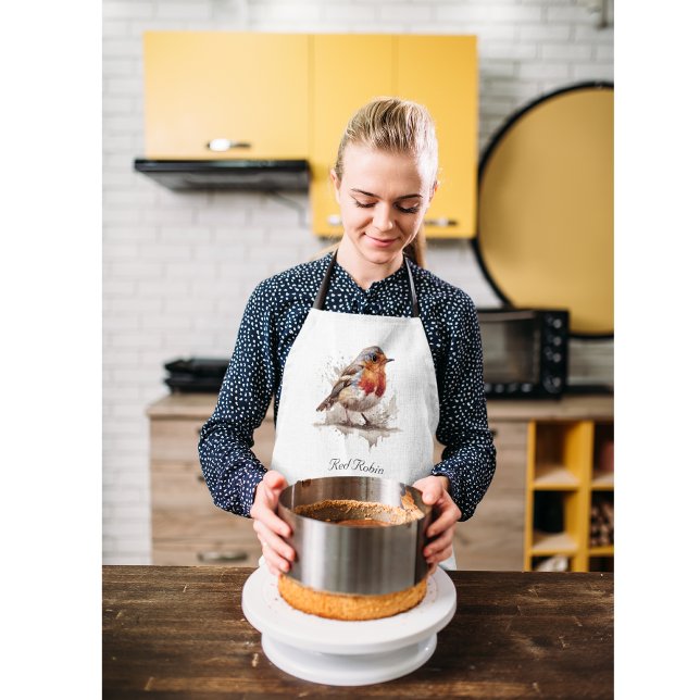 Niedlicher Vogelrobin in Aquarellfarben Schürze (Von Creator hochgeladen)