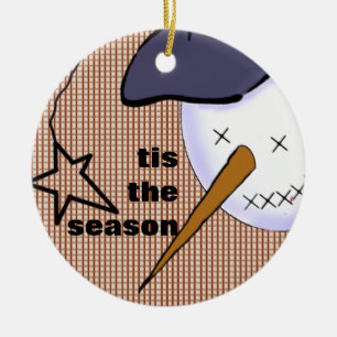 Niedlicher Volkskunst-Cowboy-Schneemann Keramikornament